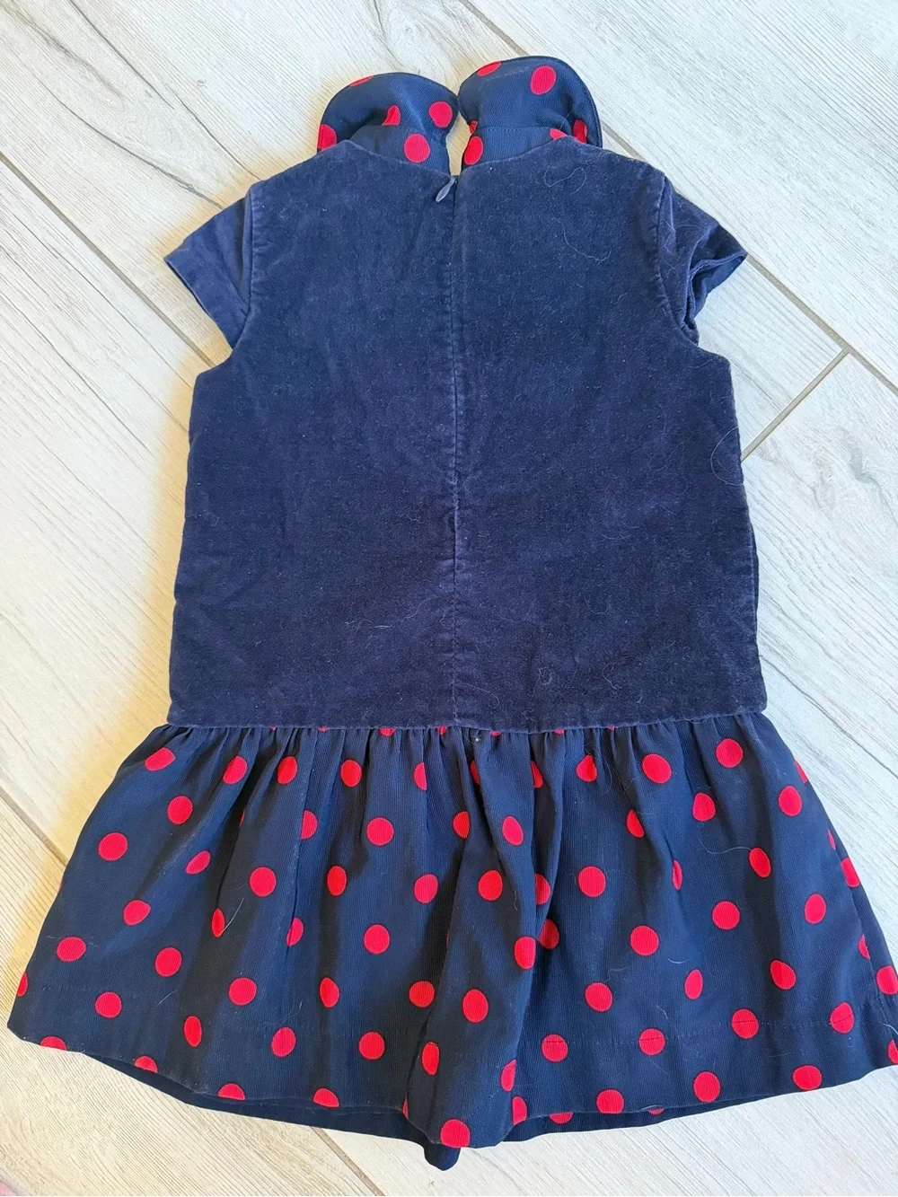 GAP Navy Dress with Red Polka Dot Skirt and Collar